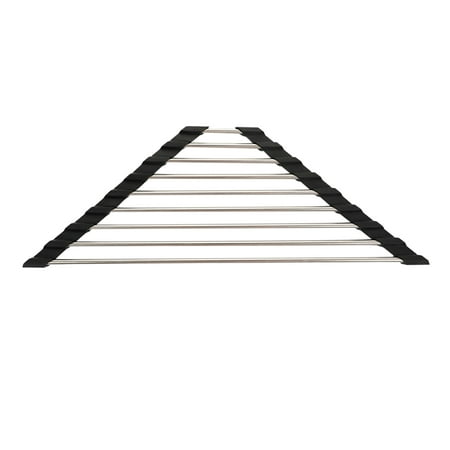 

Triangle Dish Drying Rack | Anti-Rust Corner Dish Drying Rack | Roll Up Dish Drainer Stainless Steel Caddy Sponge Holder Over The Sink Corner Dish Drainer Mat for Kitchen