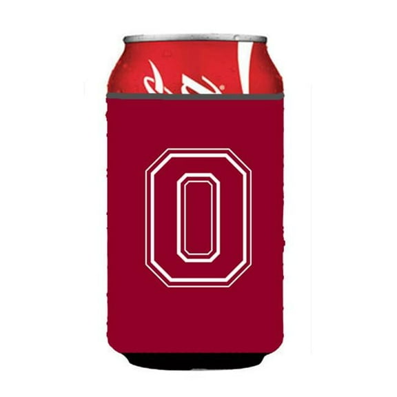 Letter O Initial Monogram - Maroon And White Can Or Bottle  Hugger