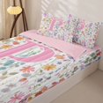 thumbnail image 3 of Homewish Girls Pink Flower Zipper Twin Comforter Sets with Fitted Sheet and 2 Pillowcases,Garden Floral Zipper Bedding Set,Letter P,Pink Reversible,4 Pieces, 3 of 7