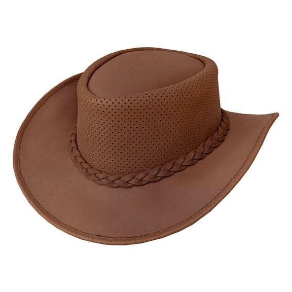 Dream Apparel Genuine Leather Cowboy Western Hat for Men Woman Steampunk Hat Wide Brim Top Hat for Halloween Beach Cowgirl