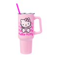 thumbnail image 1 of Silver Buffalo Sanrio Hello Kitty - Vaso de acero inoxidable con asa y pajita, cabe en portavasos estándar, 40 onzas, 1 of 5