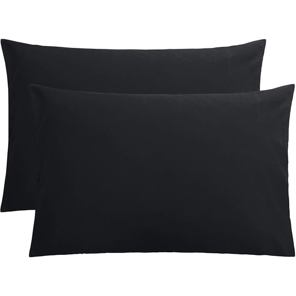 Amay 2 Pack 100% Organic Cotton 800 TC Pillowcases with Envelope Closure King Size 20x40 Black Solid