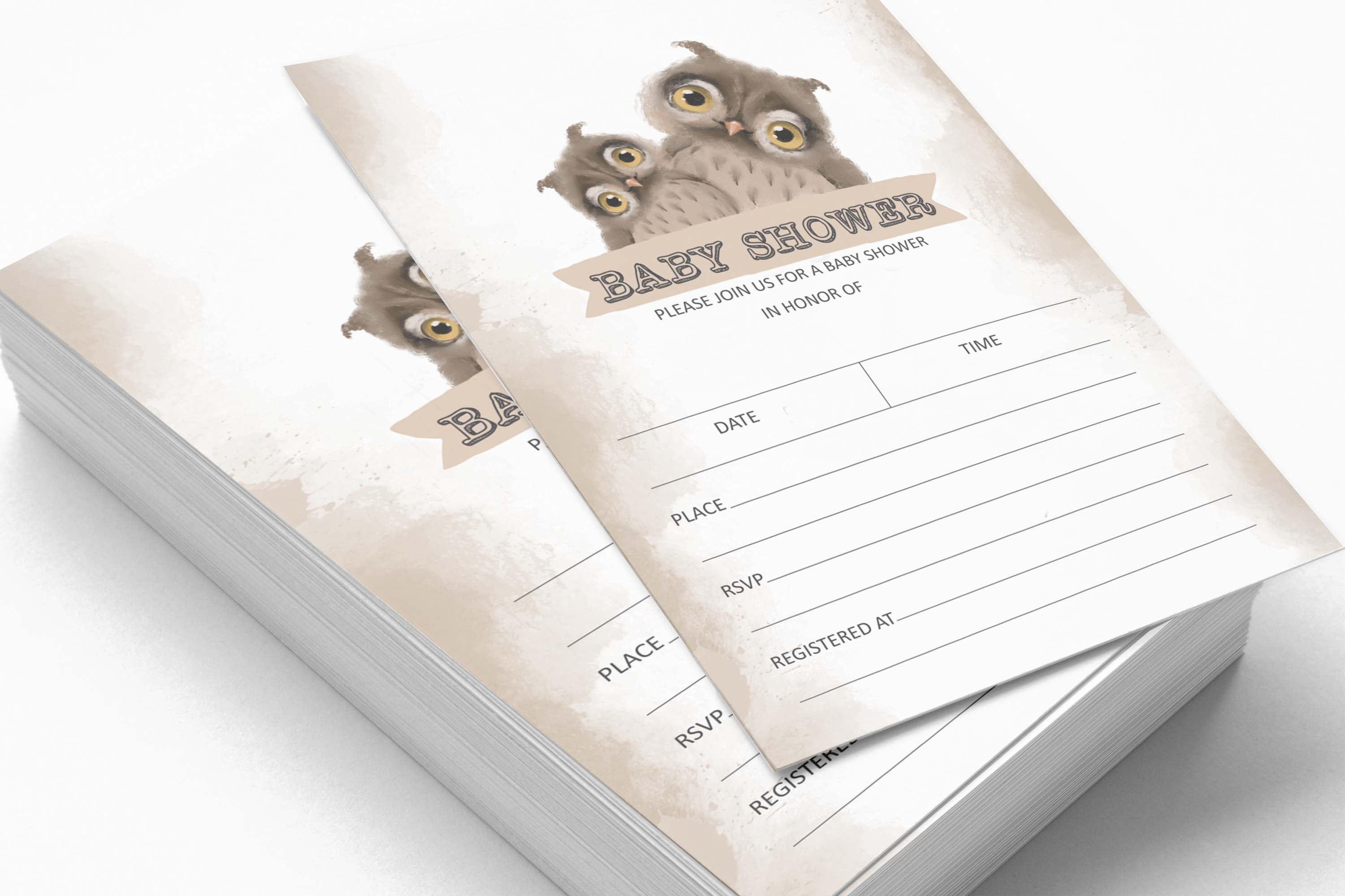 Inkdotpot 30 Fill In StyleBaby Shower Invitation Cards Owl Bird Blank Invites