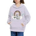 thumbnail image 3 of Xoenoiee Long Sleeve Sweatshirt for Kids Pullover Hoodies with Front Kangaroo Pocket Fall Winter Playwear for Hiking Running Walking, Cartoon Koala Rainbow Print, S, 3 of 7