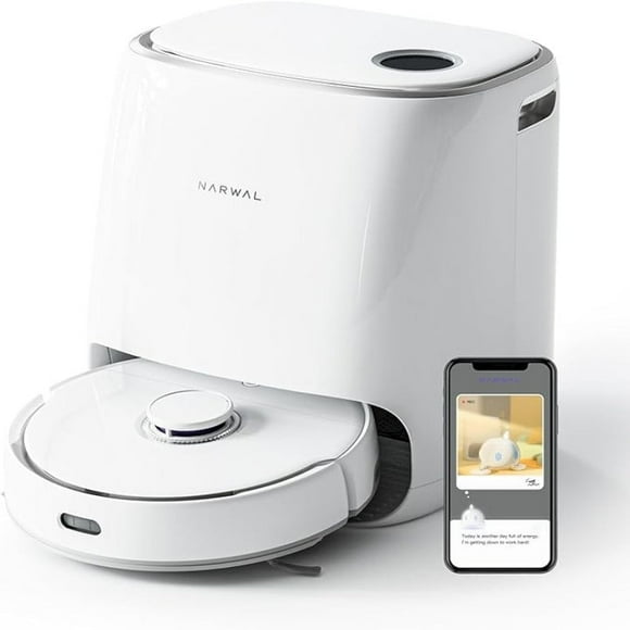 Refurbished (Excellent) Narwal Freo Robot Vacuums and Mop, Robot Mop and Vacuum Combo with Auto Mop Washing & Drying white