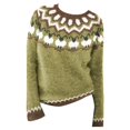 thumbnail image 4 of Tweang Retro Sweaters for Women Warm Winter Sweaters for Women Norwegian Sweater Retro Sweater Cable Knit Pullover Wool Sweater Women's Sweaters Yellow S, 4 of 4