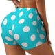 thumbnail image 1 of Balery Aqua And White Polka Dot Pantalones cortos de entrenamiento estampados para mujer, sin costuras, ajustados, para gimnasio, yoga, correr, deportes, ejercicio activo, fitness.-XX-Large, 1 of 8