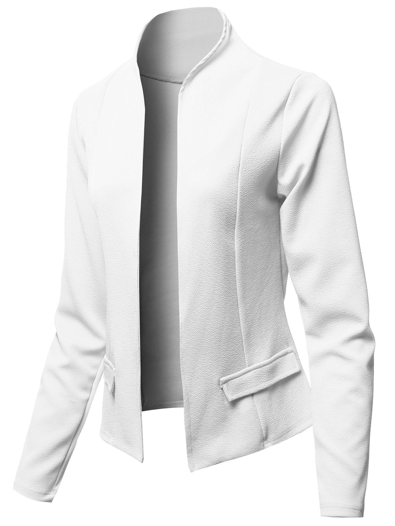 FashionOutfit Women's Solid Classic Lightweight Shrug Blazer Jacket Made in USA