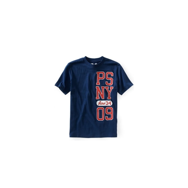 Aeropostale Boys PSNY Logo camiseta gráfica, azul, 6