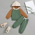 thumbnail image 2 of RMGVDSD Toddler Baby Boys Clothes Color Block Long Sleeve Hoodie Sweatshirt Tops Pants 2 Piece Set Kids Fall Winter Outfits Sweat Suit 6-12 Months, 2 of 9