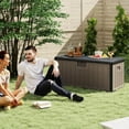 thumbnail image 2 of Costway Storage Box with Lockable Design & Gas Strut Handle 2 Person Bench Garden Organizer, 2 of 11