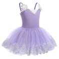 thumbnail image 3 of IBTOM CASTLE Toddler Girls Ballet Leotards Sequin Flower Camisole Ballet Dance Dress Tulle Tutu Skirt Leotard Ballerina Dancewear 5-6 Years Purple, 3 of 9