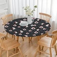 thumbnail image 3 of Black Christmas Snowman Pattern Round Fitted Tablecloth with Elastic Edge,Dining Table Cover Waterproof,Outdoor Round Tablecloth for Camping,Dining,Indoor and Outdoor, 3 of 7
