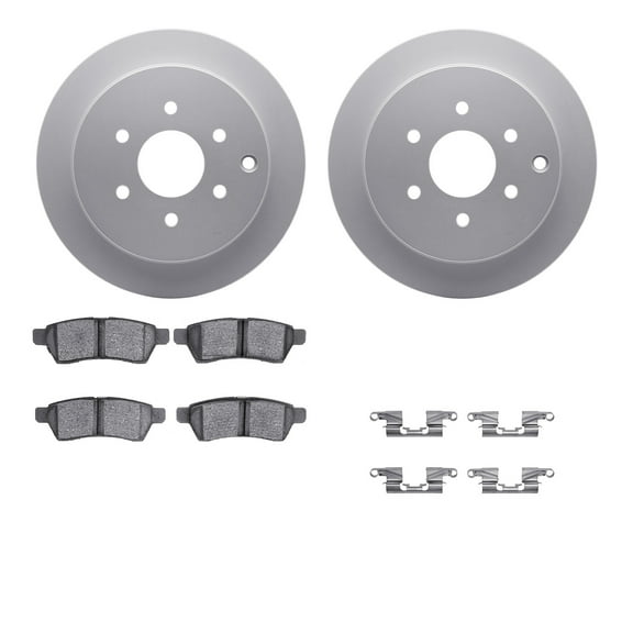 Dynamic Friction Company Rear Geospec Brake Rotors with 5000 Advanced Brake Pads includes Hardware 4512-67136