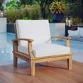thumbnail image 5 of Modern Contemporary Outdoor Patio Teak Armchair, White Wood, 5 of 5