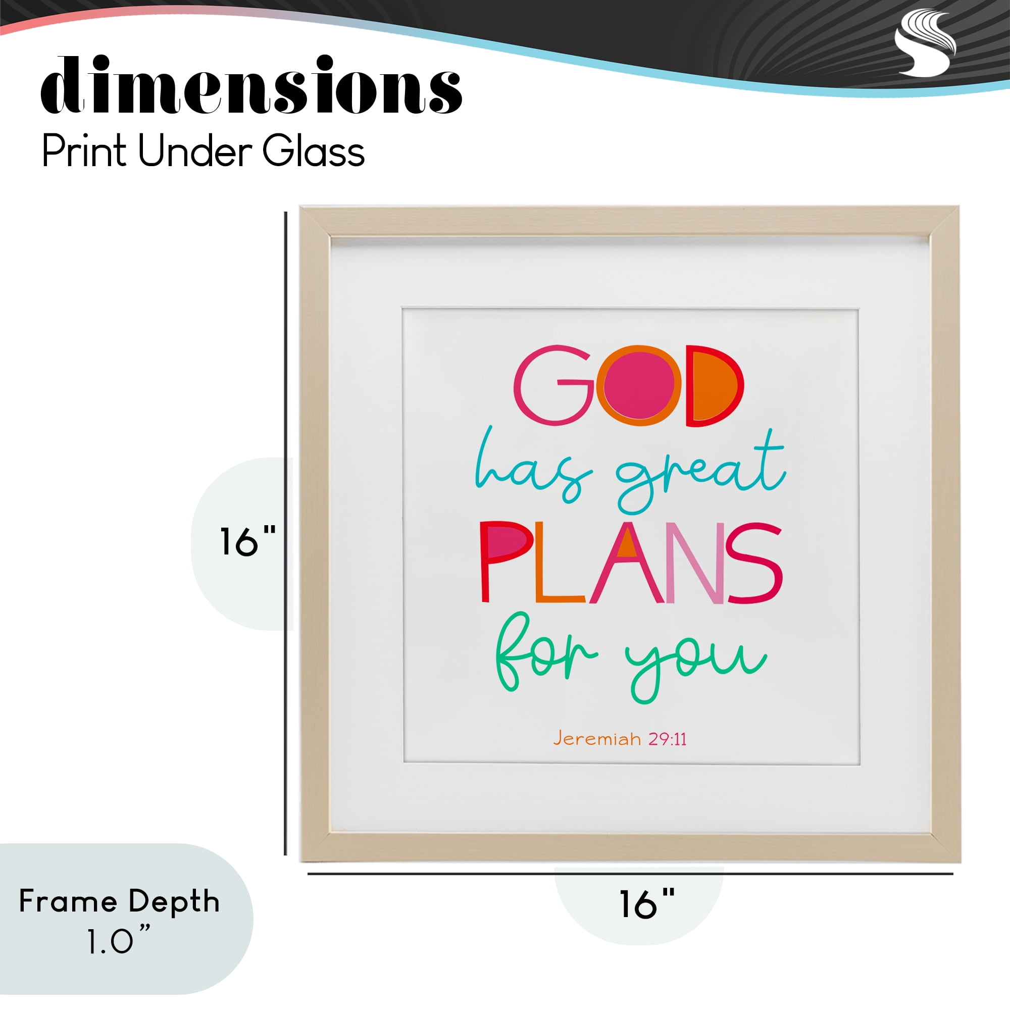 Stupell Industries Whimsical God's Plans For You Birch Framed Print Under Glass, design by SD Graphics Studio
