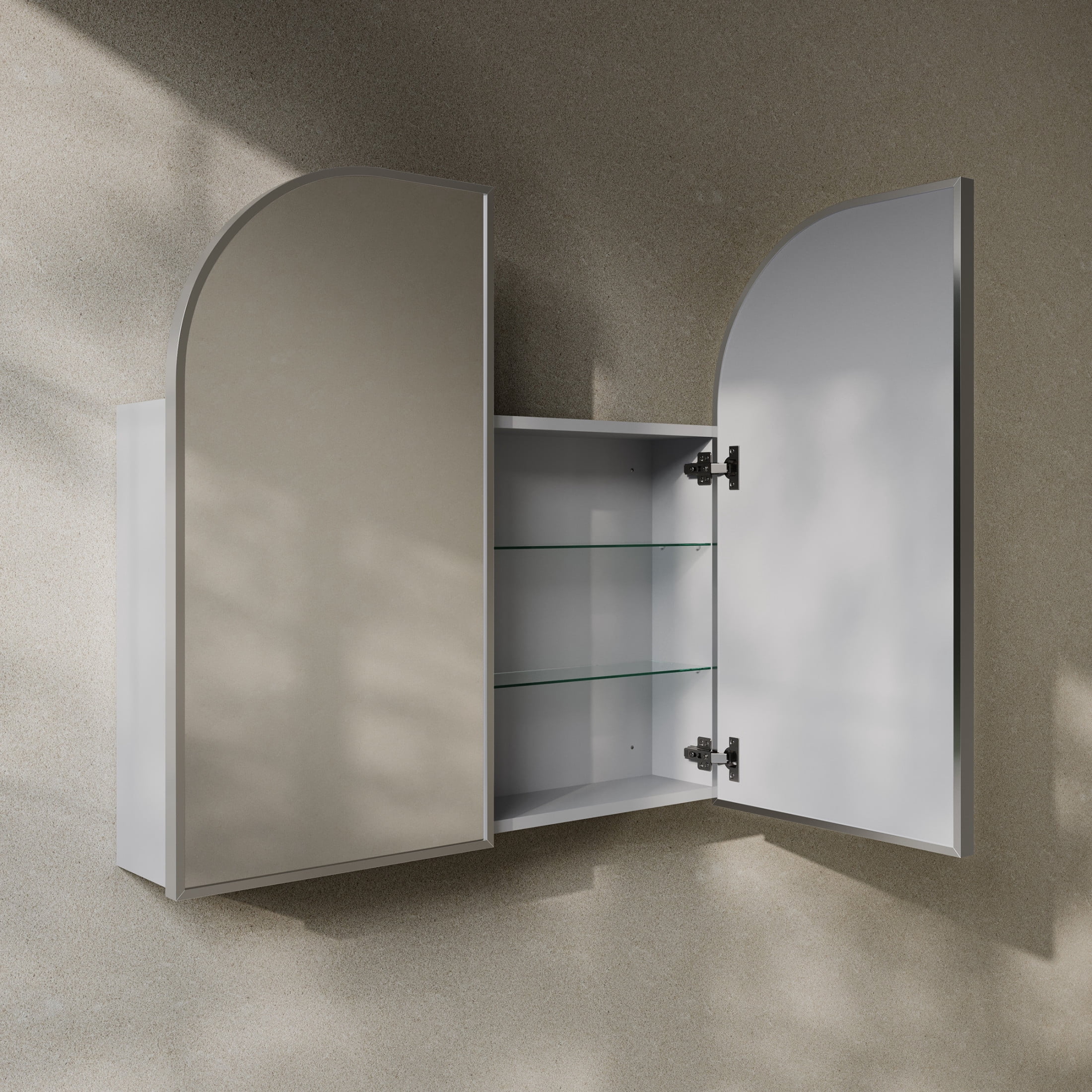 Porte 32 x 31 Arched Recessed/Wall Mount Medicine Cabinet with Mirror in Chrome