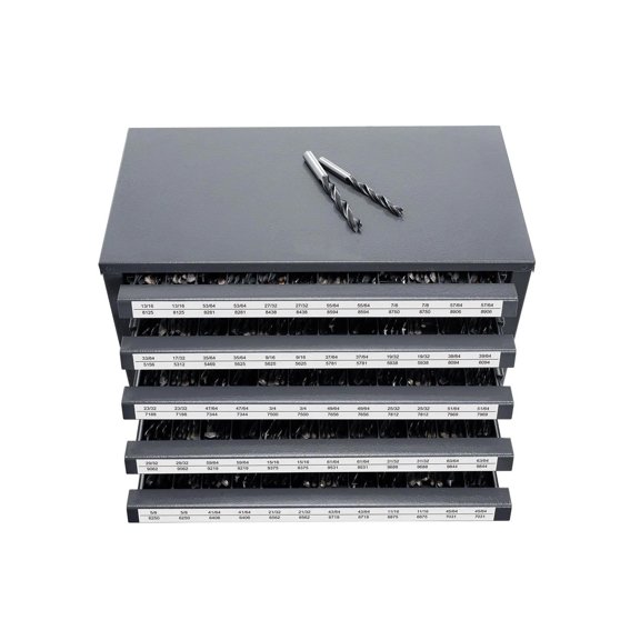 Five-Drawer Drill Bit Organizer Cabinet with Labels, Stackable Drill Dispenser for Drill Bit Storage