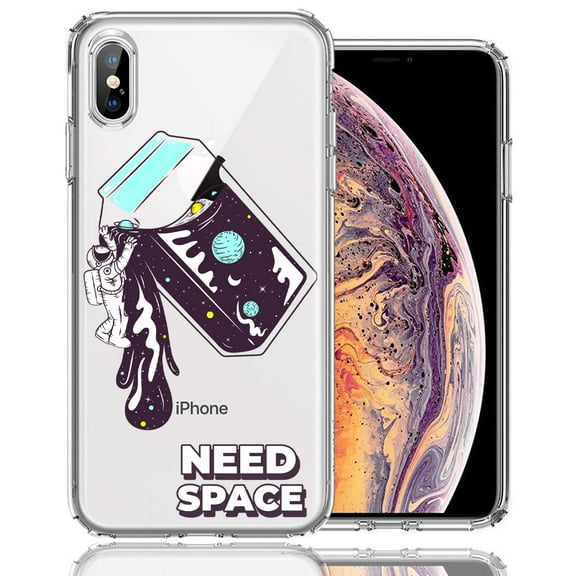 MUNDAZE for Apple iPhone XS/X Need Space Astronaut Stars Design Double Layer Phone Case Cover