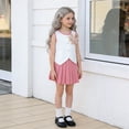 thumbnail image 4 of Owordtank Girls Summer 2 Piece Outfits Sleeveless Button Down Vest with A-Line Cute Pleated Mini Skirt for 2-8 Years, 4 of 8