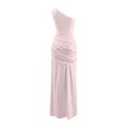 thumbnail image 5 of EliteGoogv Womens Bodycon Dresses One Shoulder Asymmetric Ruched Long Dresses For Women Slim Fit Satin Formal Evening Party Dresses Pink, 5 of 7