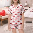 thumbnail image 2 of TOOYOU Girls Sleepwear 2 Pack Pajamas Bow Knot Printed Pjs Short Sleeved Button Top Shorts Homewear Pjs Set Sweet Girl Classic Basic Pajama Size 3-4 Years Pink, 2 of 5