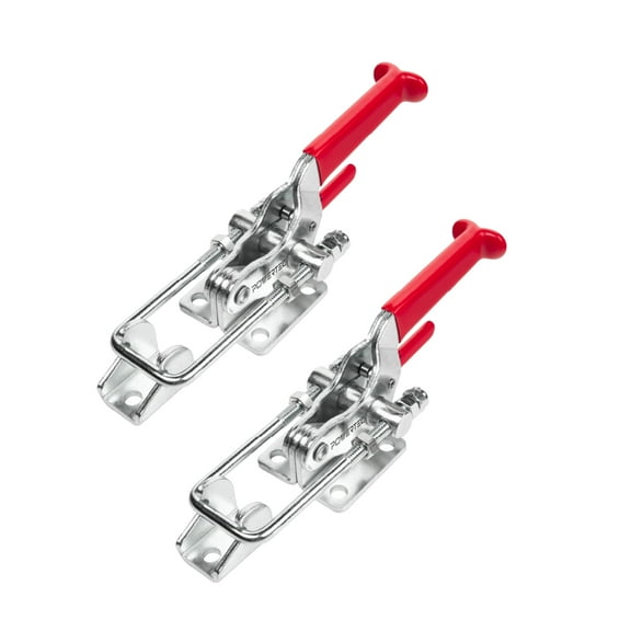 POWERTEC 2PK Toggle Clamp, 2000 lbs Holding Capacity, 40341 Self-Lock U-Bolt Adjustable Latch w/Antislip Hand Grip for Woodworking Jigs & Fixtures, Smoker, Tire Carrier, Tool Box, Cabinet (20340)
