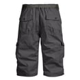 thumbnail image 3 of Zimjoy Gray Cargo Shorts for Men Ripstop Velcro Tabs Knee-Length Shorts Training Elastic Back Waist Multi Pocket Waterproof Shorts, Gray XL, 3 of 4