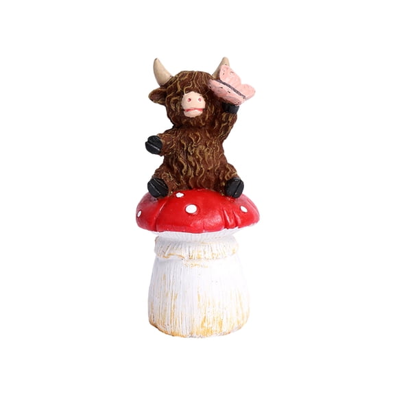 Beforeyayn Easter Decor Mini Highland Cow Figurines, Miniature Resin Easter Statues, Cute Spring Tabletop Tiered Tray Decor for Home, Holiday Party Centerpieces, 2inch