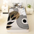 thumbnail image 3 of Castle Fairy Minimalist Leaf Twin Sheet Sets 3pcs for Adults, Geometric Art Bedding for Bedroom, Black Beige, 3 of 6