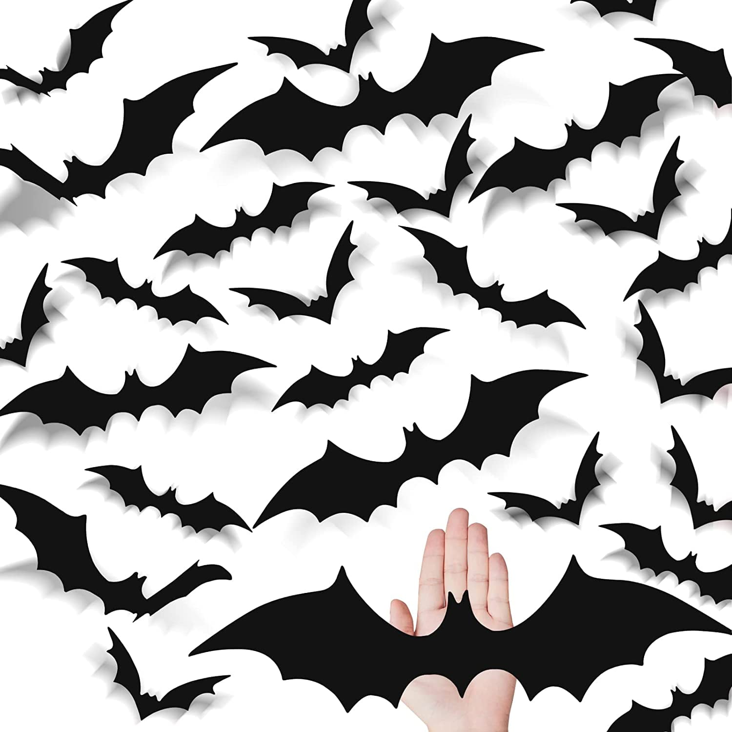 120Pcs Bats Halloween Decorations Home 3D Bats Wall Decor Stickers at