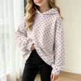thumbnail image 6 of Wyongtao Kids Girls Polka Dots Hoodie Long Sleeve Hooded Sweatshirt Classic Cute Solid Color Fall Winter Pullover (140, Beige), 6 of 8