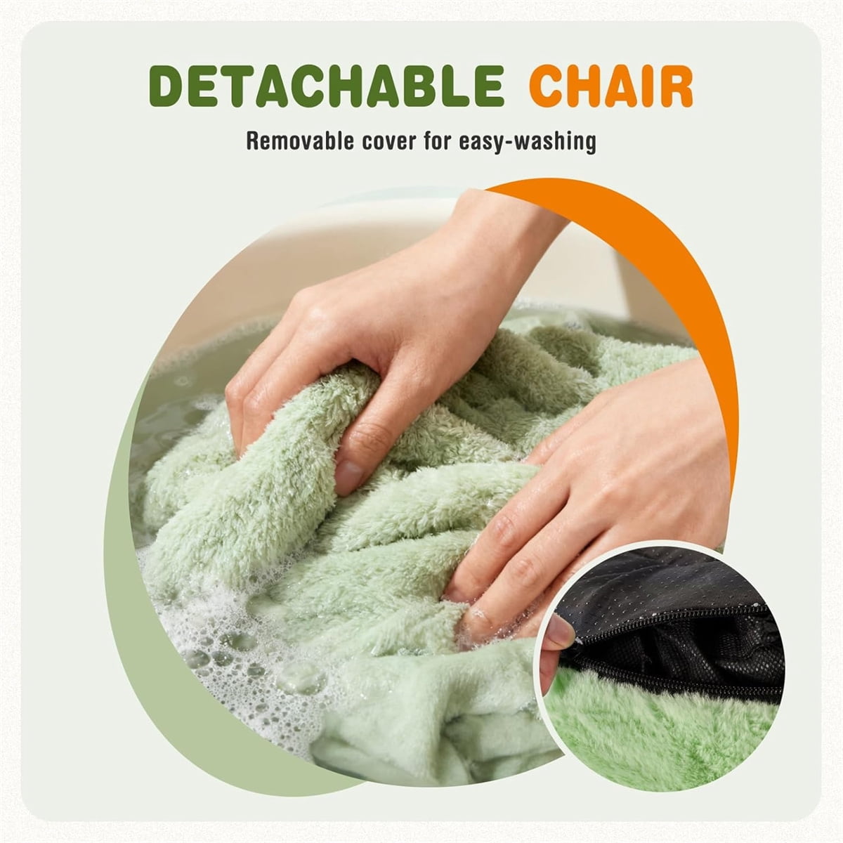 CONCETTA 24in Bean Bag Chair, Soft Faux Rabbit Fur Fabric, Cute Eggplant Lazy Chair for Kids, Living Rooms, Green
