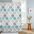 thumbnail image 4 of Shower Curtains for Bathroom, Teal Grey Morocco Pattern Waterproof Fabric Shower Curtain, Turquoise Modern Moroccan Geometric Decorative Bathroom Curtain for Bathtub, 36"x72", No Hooks Included, 4 of 9