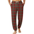 thumbnail image 2 of Mens Plaid Pajama Pants Bottoms for Sleeping and Lounge Wear Wine L, 2 of 5