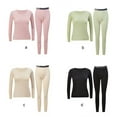 thumbnail image 4 of Jumpingount 1 Juego de ropa interior térmica para mujer, ropa de dormir de poliéster de repuesto de manga larga de Color sólido para invierno y Ropa interior Verde L, 4 of 6
