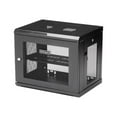 thumbnail image 1 of StarTech.com 2 Post 9U 19 Pouces Wall Mount Network Cabinet, Adjustable Depth 6-15 Pouces Locking IT Switch Depth Enclosure, Vented Computer/Electronics Equipment Data Rack w/ Shelf + Hook & Loop Tape 9U (RK9WALM) - Armoire Murale - Montable au Mur - Noir -, 1 of 7