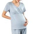 thumbnail image 5 of breaise Women's Nursing Shirts V Neck Breastfeeding Tshirt Rib Knit Short Sleeve Maternity Tops, 5 of 5