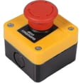 thumbnail image 1 of Control Box With Push Button Lock Emergency Stop Red Plastic Stop Sign Mushroom Emergency Ft, 1 of 5