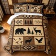 thumbnail image 2 of Manfei Retro Patchwork Quilt Full, Western Aztec Full Bedspread Sets, Brown Peach, Gray Reversible, 3pcs, 1 Coverlet and 2 Pillowcases, 2 of 7