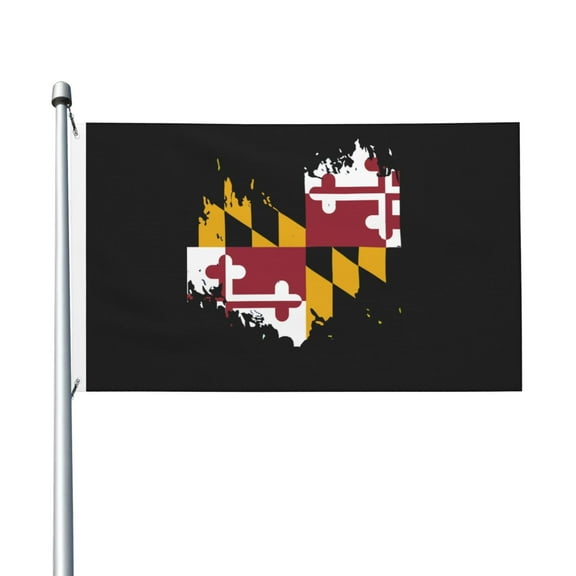 Maryland Flag Heart Flag Double Sided Printed 3x5 Ft Flag Banner Suitable For Yard Outdoor Party Decorative