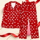 thumbnail image 4 of Pijama informal de manga larga con estampado para mujer, traje de pijama con solapa holgada y bolsillo con botones, top y pantalones de poliéster., 4 of 7