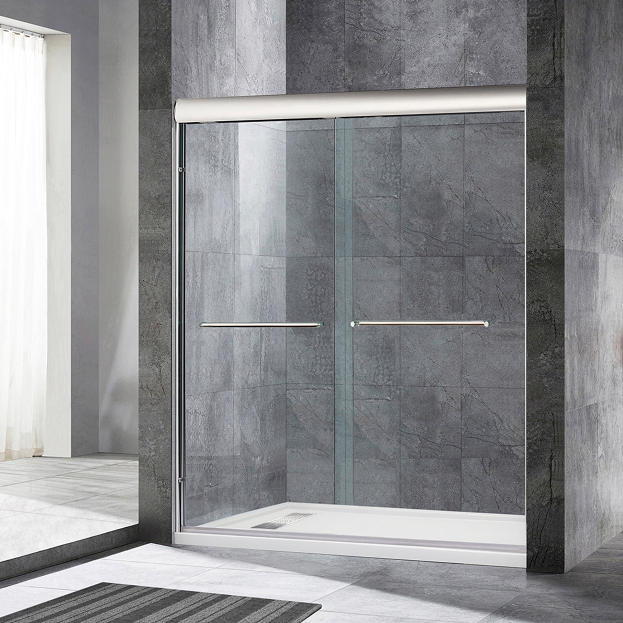 WOODBRIDGE Frameless Sliding Shower Door, 56" to 60" by 72", Chrome