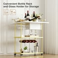 thumbnail image 4 of Veanerwood 3 Tier Home Bar Serving Cart on Wheels with Storage and Extendable Countertop, White, 4 of 9