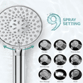 thumbnail image 4 of Filtered Shower Head with Handheld, High Pressure 9 Spray Mode Chrome Showerhead with 4 Filters, Detachable Shower Head, Water Softener Filters Beads for Hard Water - Remove Chlorine, 4 of 5