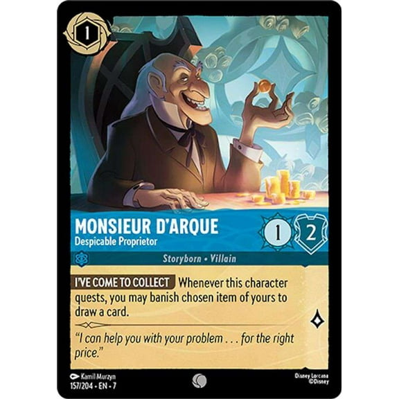 Disney Lorcana Archazia's Island Common Monsieur D'Arque - Despicable Proprietor #157