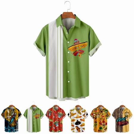 

LANLIN Men Dad Beach Shirt & Top Front-Pocket Funky Clothing Apparel For Men Boys