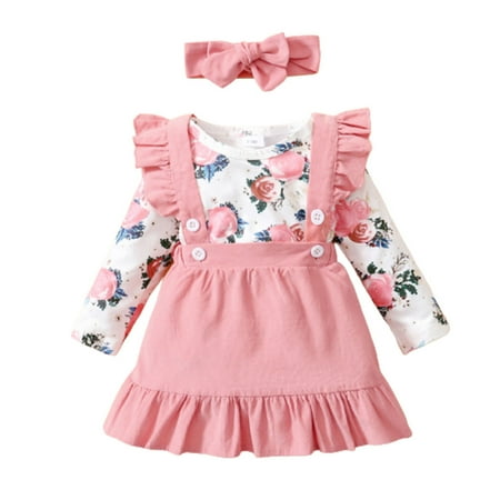 

Baby Girls Clothes Skirts and Hair Bands Set with Wide Shoulder Straps A Wonderful Gift for Toddlers Pink 80cm