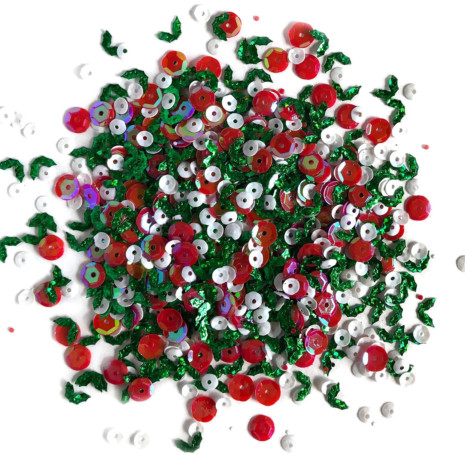 Buttons Galore Christmas Super Bundle Red Green Sequins Set of 20 Craft Embellishments