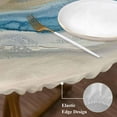thumbnail image 4 of Abstract Blue Round Fitted Table Cover Gradient Beach Ocean Wave Oil Painting Waterproof Table Cloth with Elastic Edge Wipeable Tablecloth for Picnic Camping Party Fits 45"-54" Diameter, 4 of 8